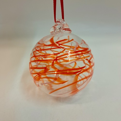 DB-891 Ornament - Red & White Cane 3x3 $37 at Hunter Wolff Gallery